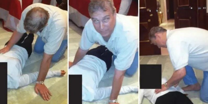 Файлы педофила Эпштейна: обнародовано странное фото принца Эндрю рядом с лежащей на полу женщиной 